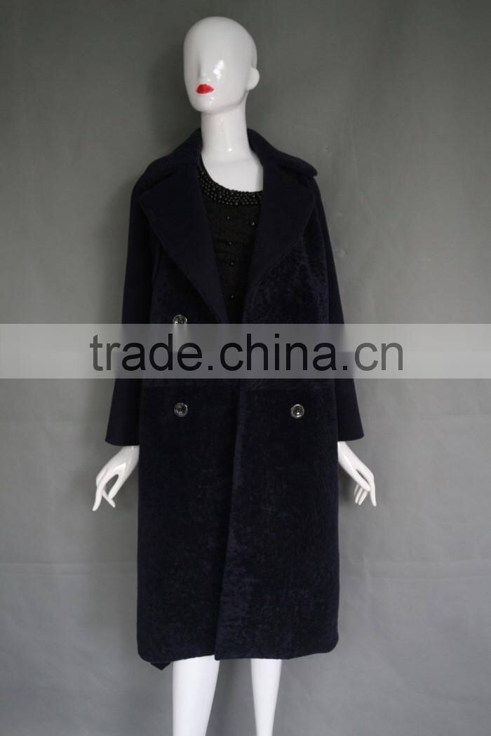 Korean women's merino sheep fur long cashmere coat & winter long fur coat with for girls