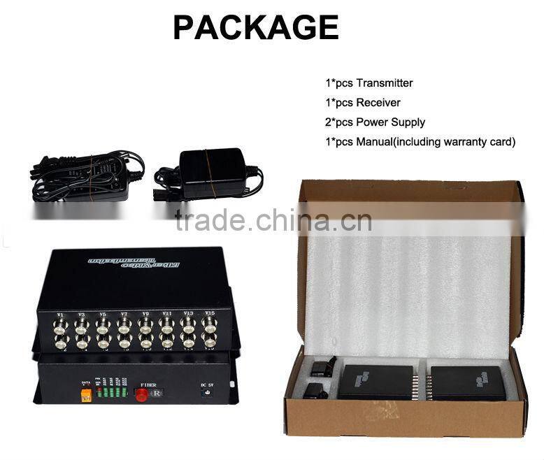 CCTV 16-CH video to fiber Optic Video Transceiver