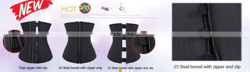 Unique Design Red Stripe Overbust Front Zipper Steampunk Lace up Elegant Corset Tops