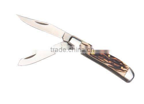 2 blades Folding Pocket Gift Knife with Bone Handle