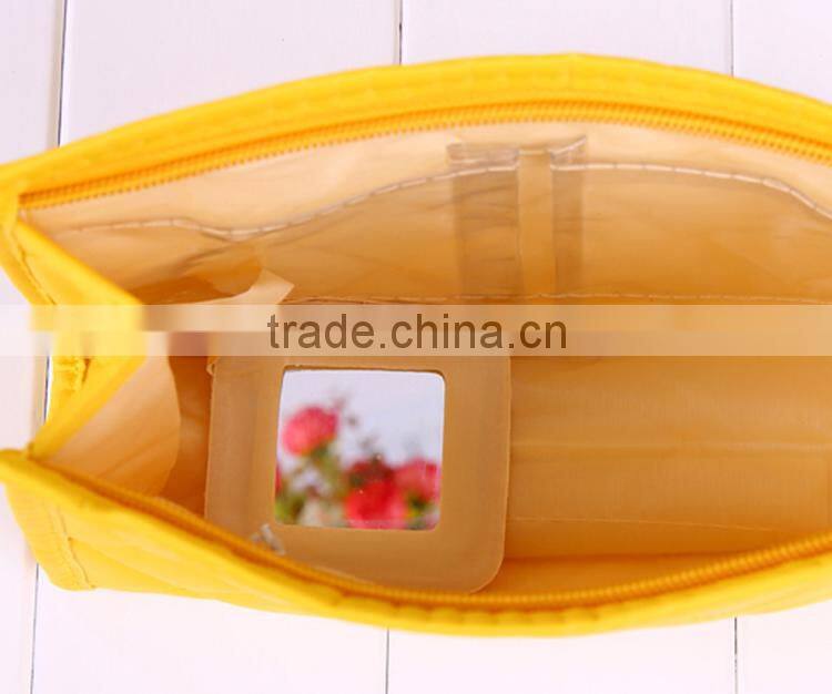 Promotional Various Color Small Round Cosmetic Bag With Mirror