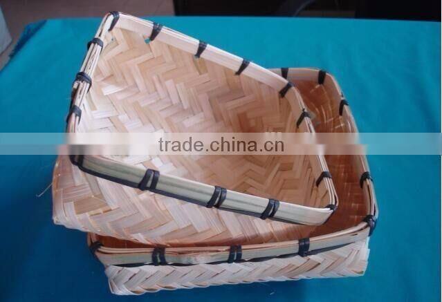 Natural bamboo square mini shape sundries basket
