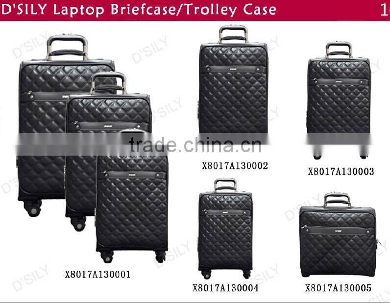 durable quilted pattern PVC four wheels rolling trolley case set