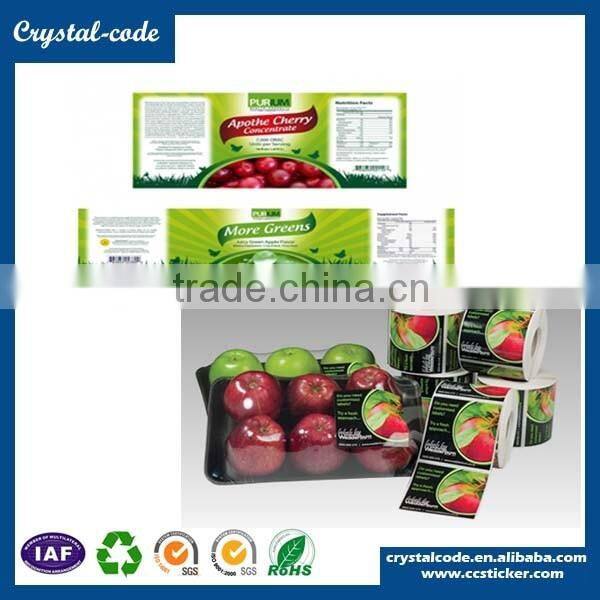 Glossy frozen food label food containers