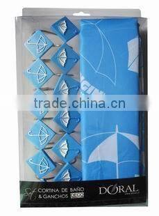 restroom series polyester shower curtain with resin hooks