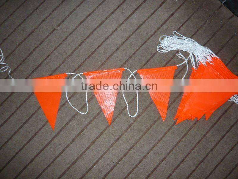 Triangle Yellow Traffic Safety flag with wood pole