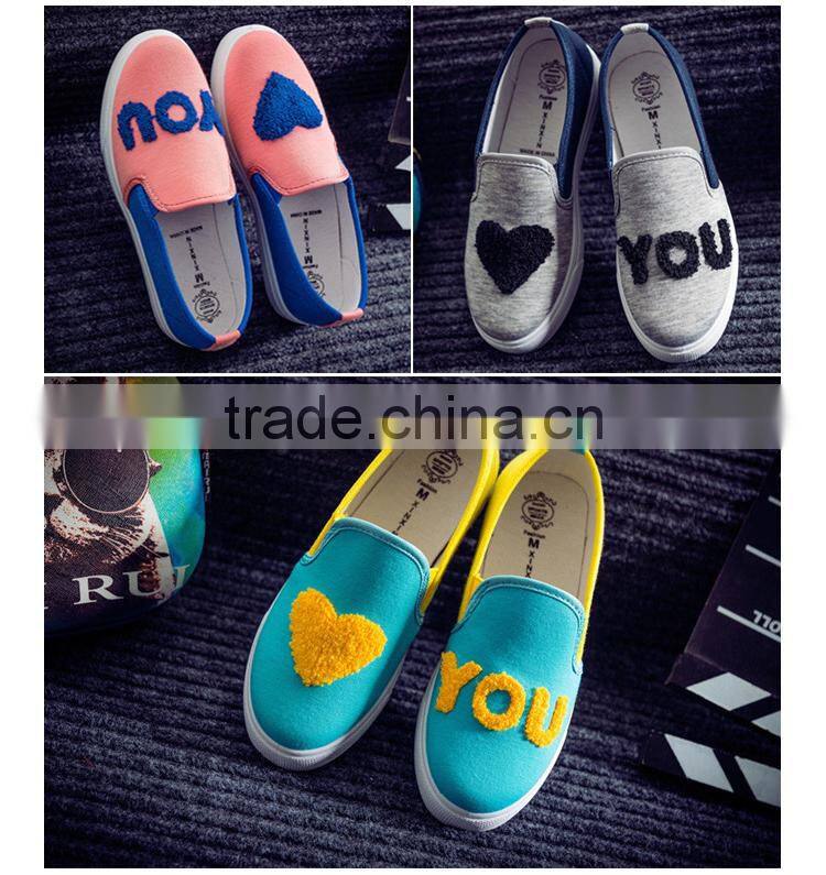 2015 New Round Sweet Love Heart Singles Shoes Low Heels Slip-on Lazy Flat Shoes Leisure Shoes Women Sneakers Canvas Shoes