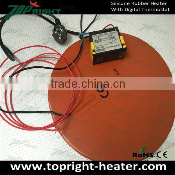 Flexible Spring Fixed Silicone Rubber Oil Tank Blanket Heater with Veclro and plug