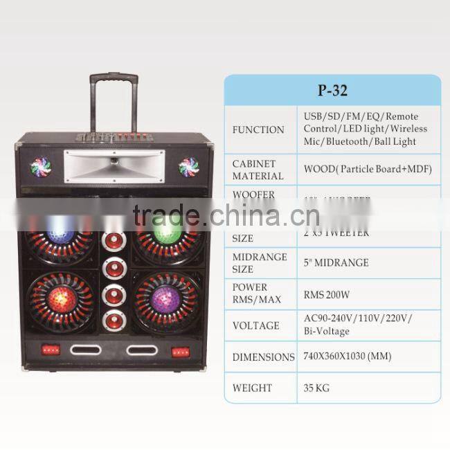 2014 new rechargeable portable speaker with wireless MIC, bluetooth ,USB,TF card ,FM radio L-105