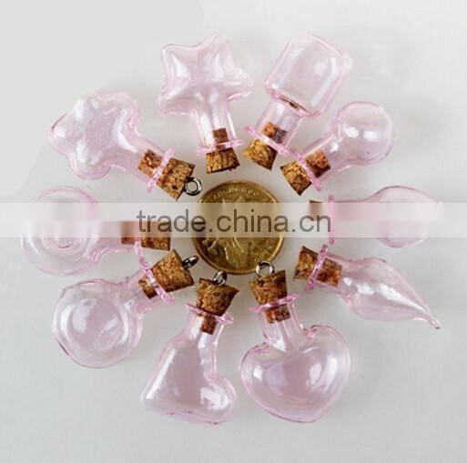 Mini Glass Bottles with Corks and Screw Eye Pins, Glass Jar Vial Charm Pendant with Chains necklaces
