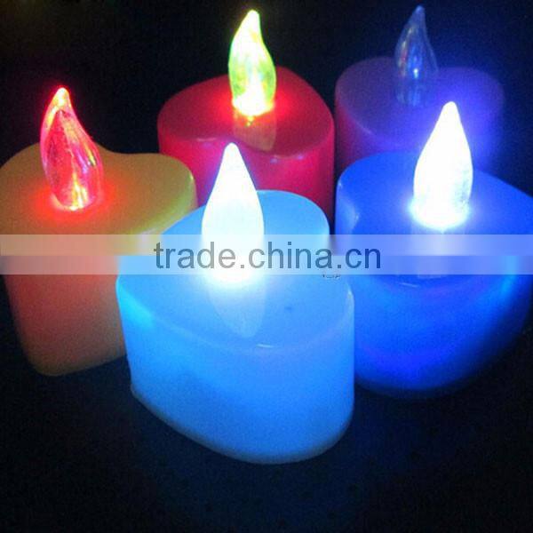 24Pcs / Box 7 Color Heart Shaped Rechargeable Electric Tea Light LED Candle Decorative Candles