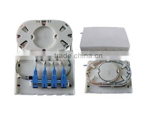 2/4 port Ftth indoor fiber box, optical fiber terminal box with sc fiber adaptor and sc fiber pigtail