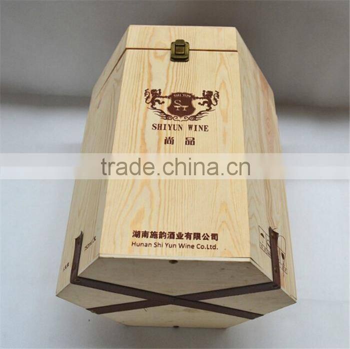 special hexagonal 6 bottle wood wine box