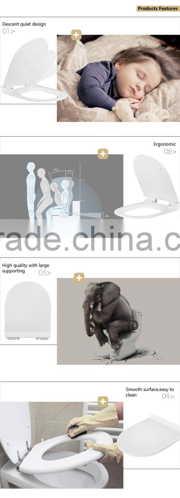 euro toilet seat with soft closing hinges