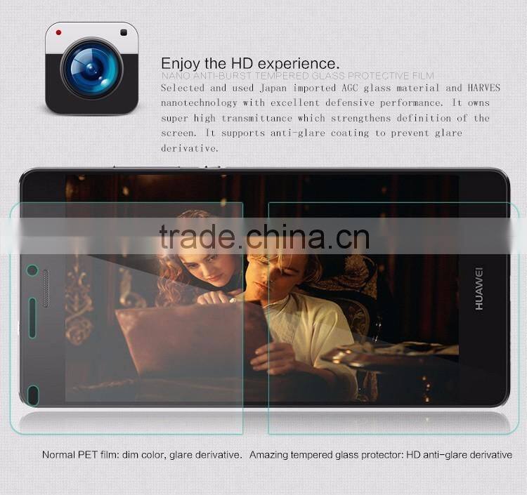 hotsale high transparency anti-glare tempered glass screen protector for Huawei P8
