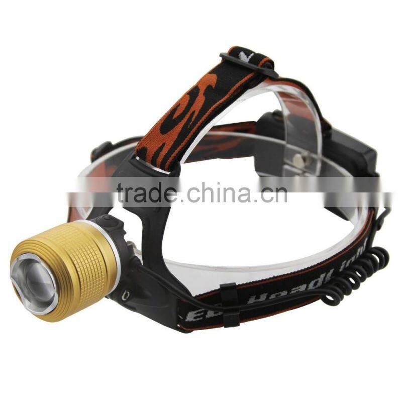Dual Light Source LED Headlamp Rotating The Focusing Fishing Headlights With 2 x 18650 Li-ion Rechargeable Batteries+1 x Charger
