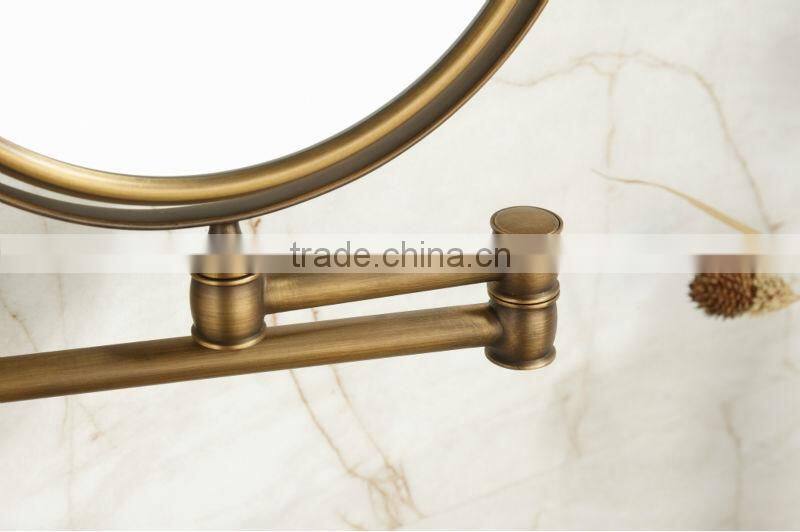 2014 new design round style wall mounted antique bronze double face bath mirror