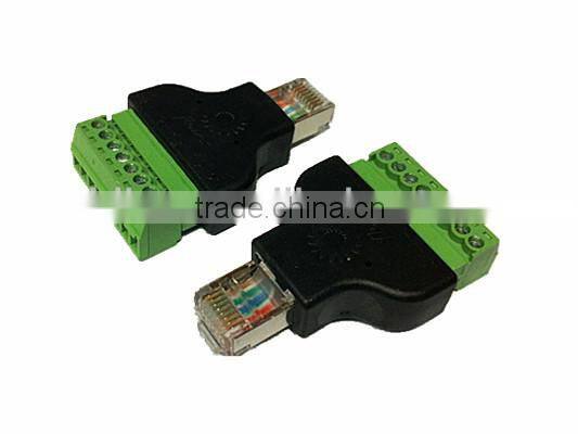 Ethernet RJ45 Male Plug To AV Screw Terminal 8pin Block Converter Adapter