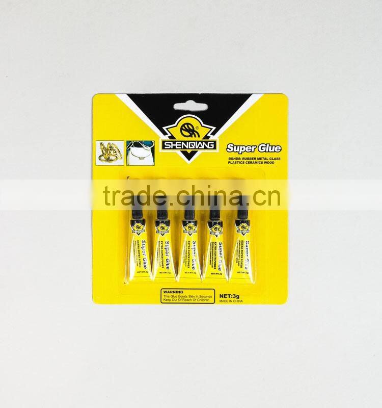 Super glue in aluminium tube 1.5g,5pc Cyanoacrylate adhesive with blister card