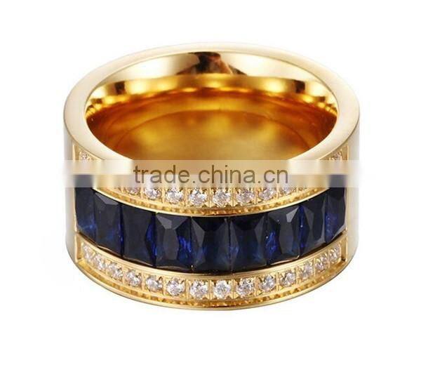 Cheap manufacturer OEM stainless steel crystal big gold finger ring