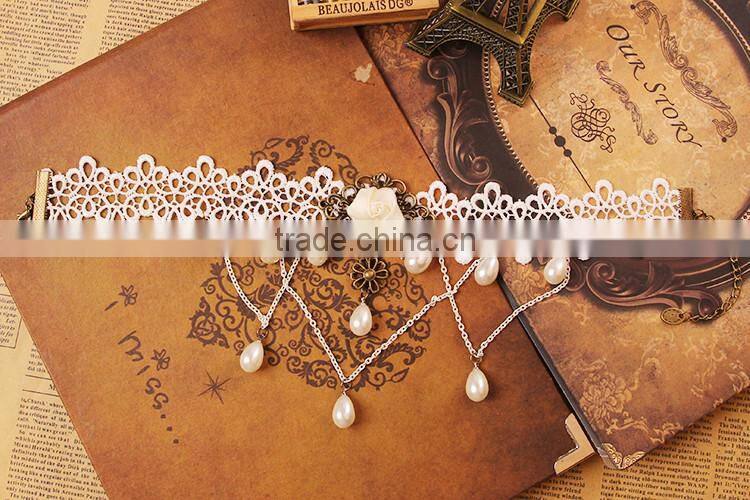 MYLOVE Handmade Multi Chain Gothic Lolita Lace Choker Necklace Pendant MLY271