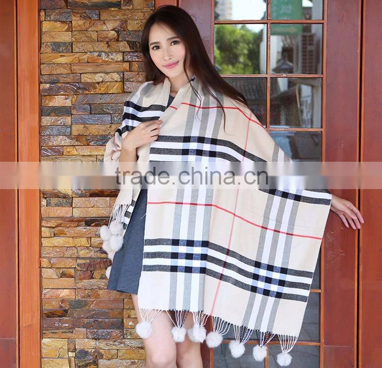 Made in China Designer Wholesale Women's Winter Classic Grid Long Reversible Scarves Shawl