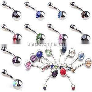 New Design 316l Surgical Steel crystal moon and star Logo Belly Button Ring Navel Piercing Jewelry