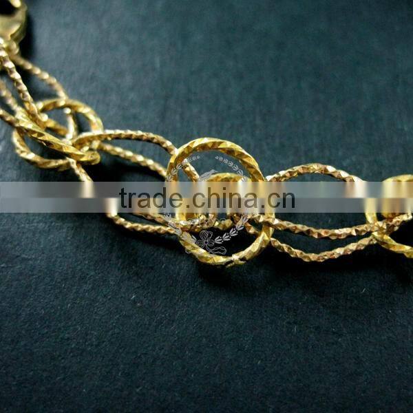 19cm raw brass faceted rhombic link fashion DIY bracelet supplies 1900083