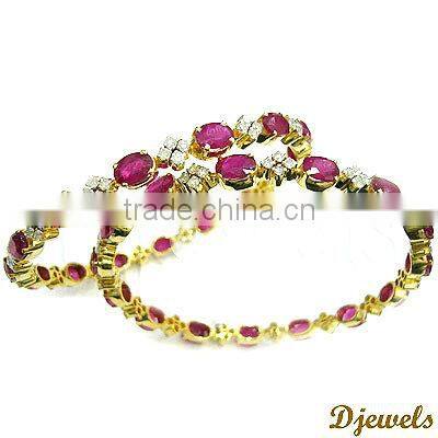 Ruby Diamond Bangles, Gold Bangles, Bangles Jewelry