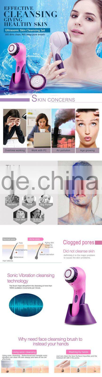 Super sonic high frequency micro-vibrating face facial cleaning brush