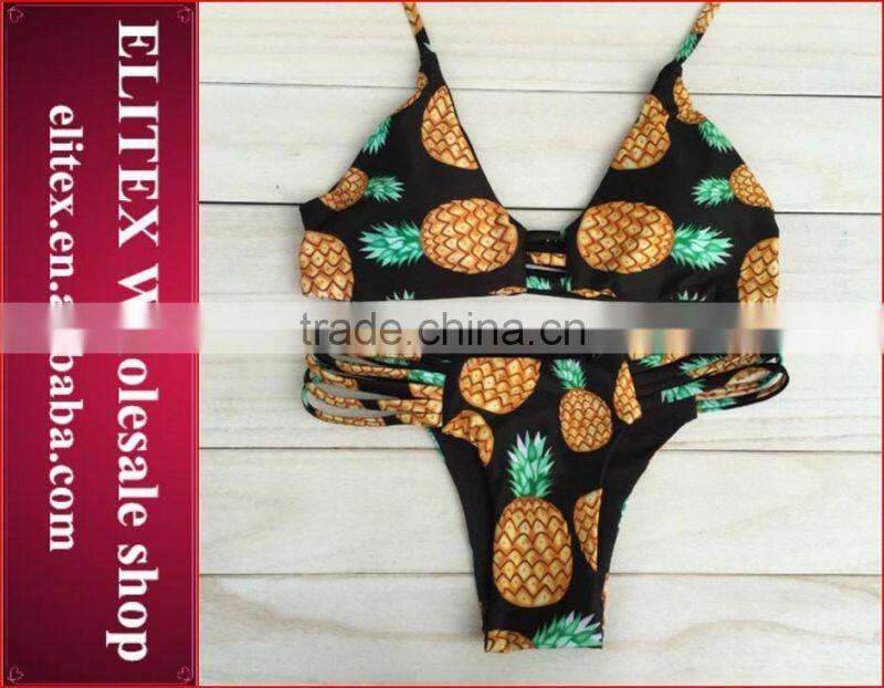 2017 Newest two pieces green sexy print swimwear woman bikini BI214