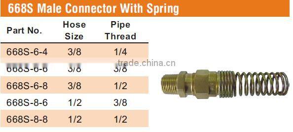 668S Male Connector With Spring, D.O.T. Air Brake Fitting For Rubber Tube,Pneumatic va