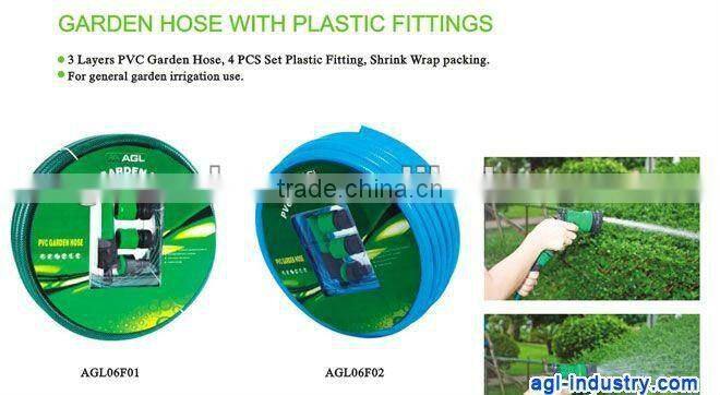 3-Layer PVC Reinforced Garden Water Hose With 2-Way Hose Nozzle Set