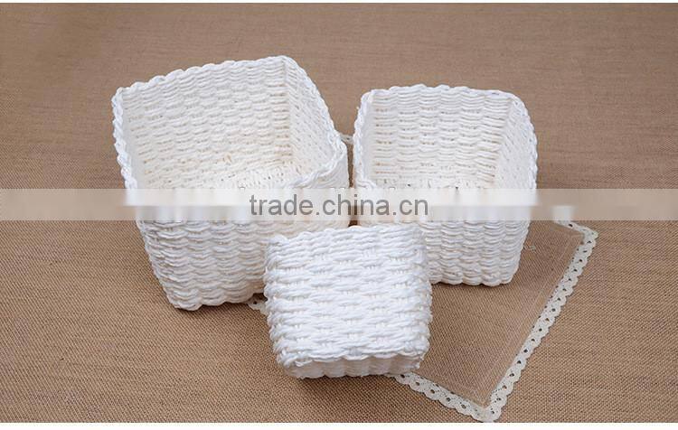 New set of 3 stackable design paper rope hand woven gift decorative small baskets