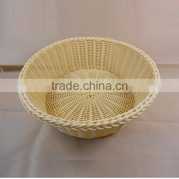 Cheap eco-friendly plastic rattan weaving food display basket mini round basket