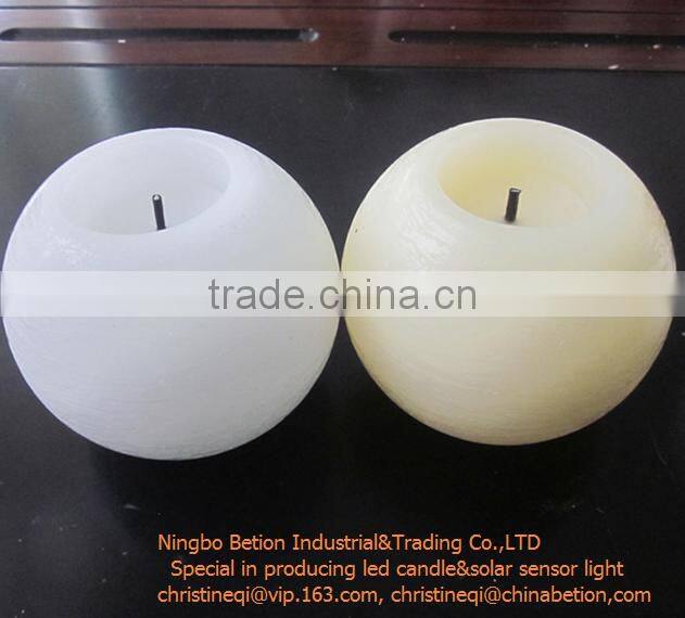 round ball shaped flamleless candles yellower flicking wax candle