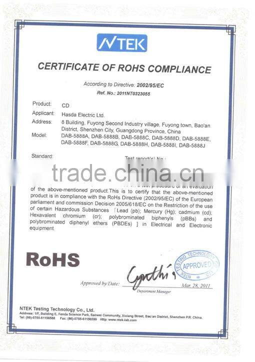 HASDA manufacture dab cd mp3 player with high quality in factory