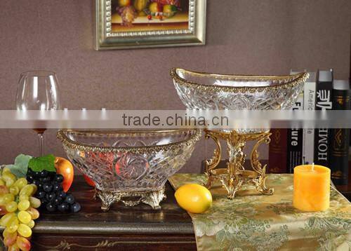 Royal Bronze Crystal Fruit Bowl, Unique Home Decorative Crystal with Brass Fruit Bowl (BF01-0207-1)