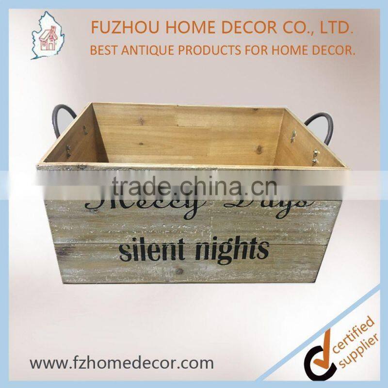 2017 latest antique wood metal crate in cute design for home use