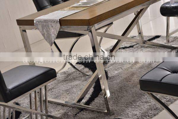 wooden dining table and chair stainless steel &wood home furniture BT2016