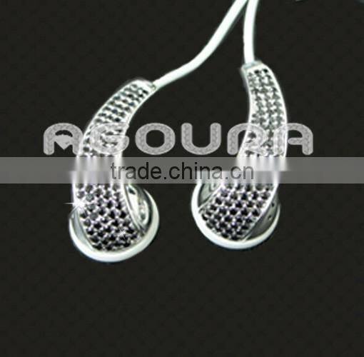 For iphone5/6/6s/plus in-ear earphone, luxury earphone with crystal for music,luxury earphone