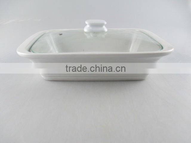 Stocklot white ceramic cookware ,soup tureen with glass lid