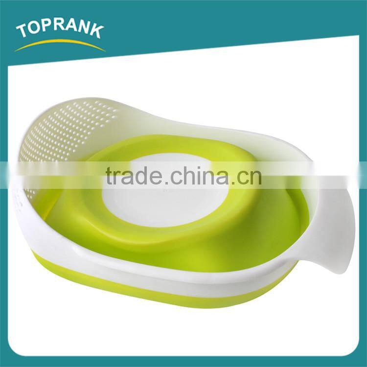 New design foldable storage baskets silicone collapsible kitchen vegetables fruit basket with colander