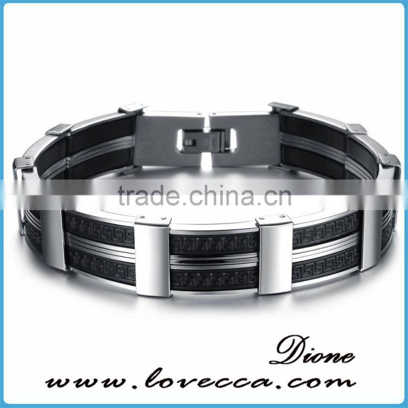Wholesale stainless steel charm pu leather bracelet man