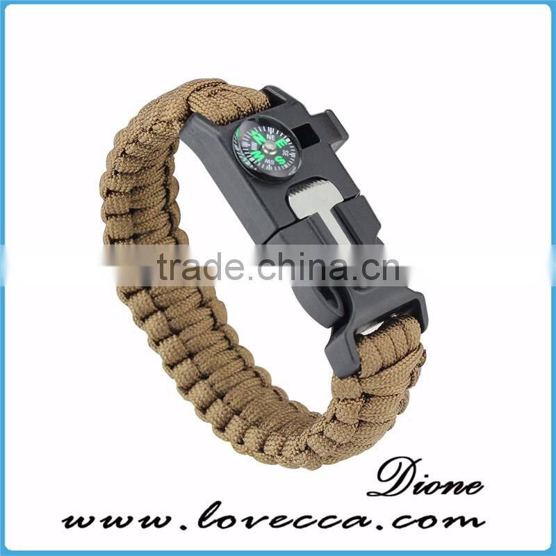 Paracord wristbands whistle flint compass paracord outdoor survival bracelet