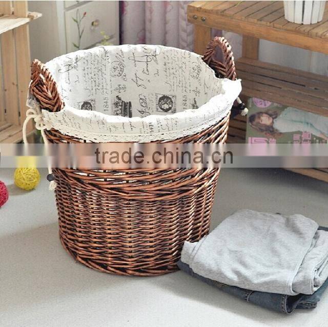 Hot sell large colored wicker recycle laundry basket with handles