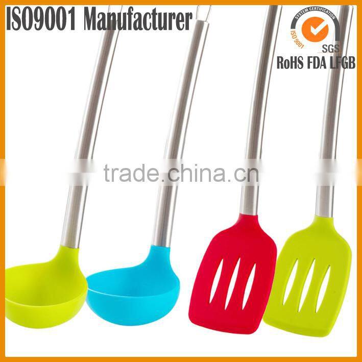 food grade silicone spatula ladle with stainless steel handle