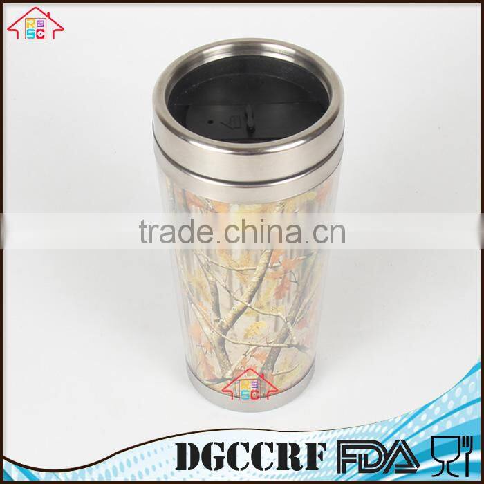 NBRSC Wholesale Promotional 16oz paper insert stainless steel tumbler,16oz plastic Tumbler with Stainless Steel Liner mug