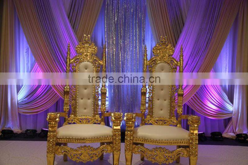 Miller gold color bride and groom royal wedding chair