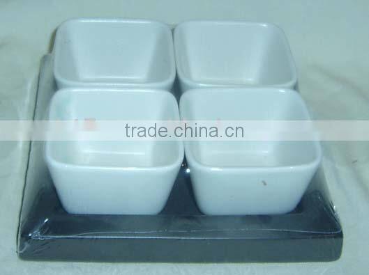 Set of 5 square ceramic snack tray with ceramic based